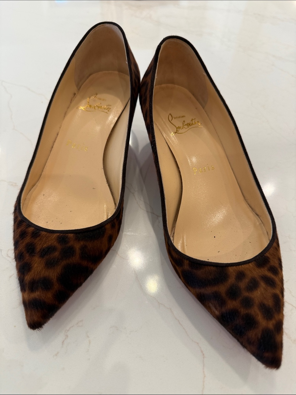 Christian Louboutin Leopard-Print Pointed-Toe Pumps - Brown/Black